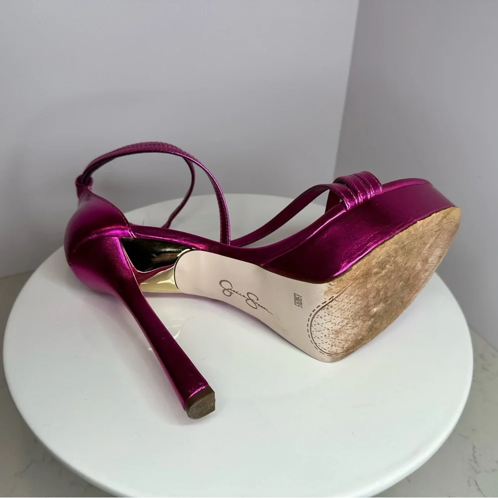 Jessica Simpson Shyremin Fuchsia Strappy Heels - Picture 10 of 13